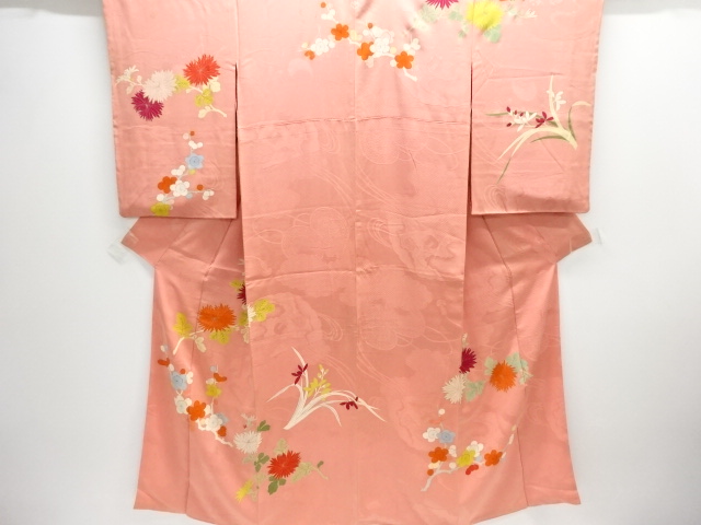 JAPANESE KIMONO / ANTIQUE KIMONO / TAISHO ROMAN STYLE / SILK / MON KINSHA / KIKU & UME BLOSSOM